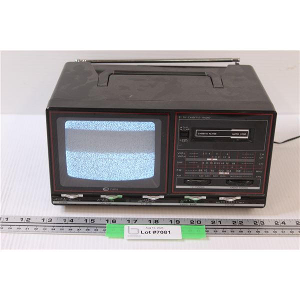 Curtis 5" Black & White TV & Radio & Cassette Player - Powers On - Has Box
