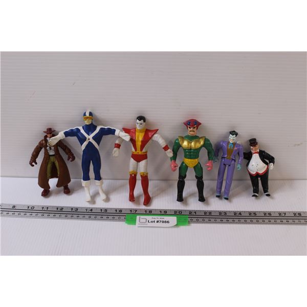 (6) Vintage Action Figurines: Penguin, X-Men Colossus & Cyclops & Insect Man