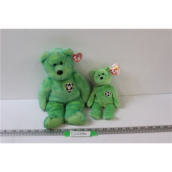 (2) TY Beanie Babies: "Kicks" Soccer Bear Set