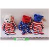 Image 1 : (3) TY Beanie Babies: Red, White & Blue Teddy Bear Set