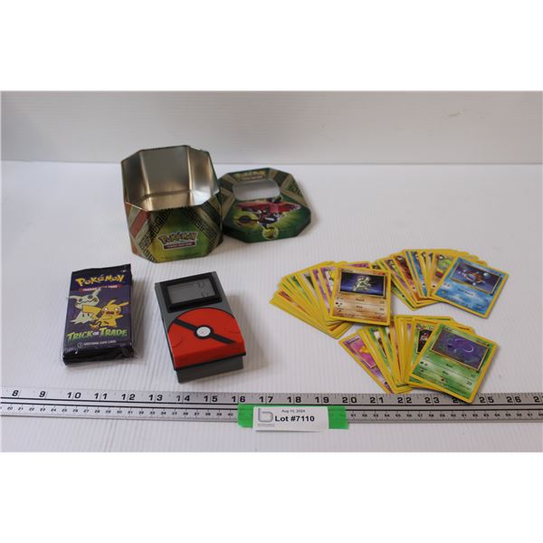 (30+) 1990's Pokemon Cards & (12) Trick or Trade Pokemon (NIB) & Collectors Tin & Holder