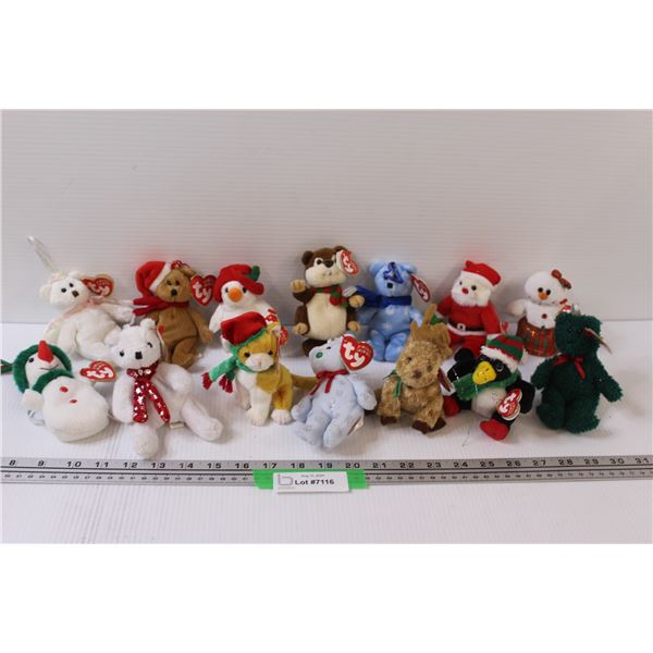 (14) Mini Christmas TY Beanie Babies Ornaments Lot