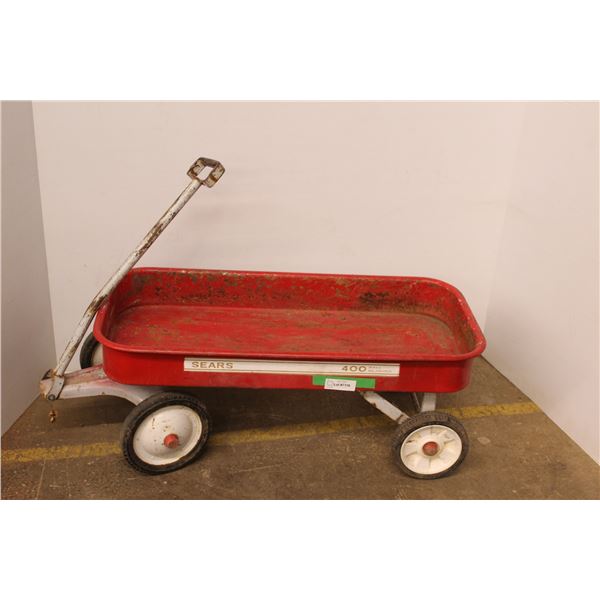 * Sears Vintage Red Wagon (Squeaky) - 34"x16"x13"