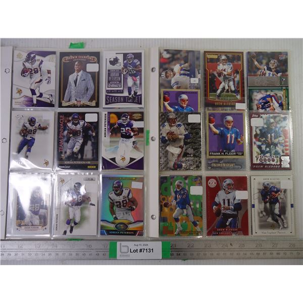 (2) Binders of Cards Featuring NFL Players Adrian Peterson and Drew Bledsoe