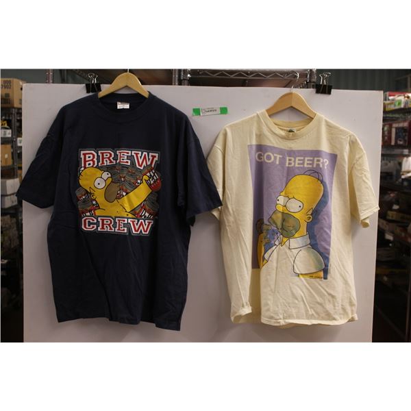 *(2) Hanes and Novelteez The Simpsons T- Shirts - Size L & XL