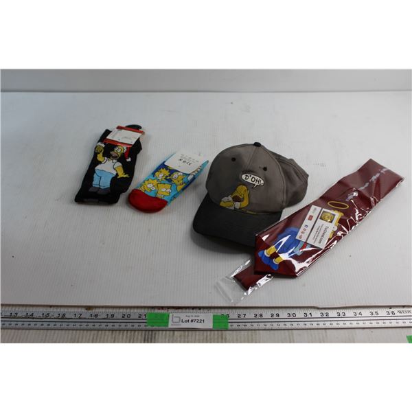 (2) The Simpsons Pairs of Socks, Cap and Tie