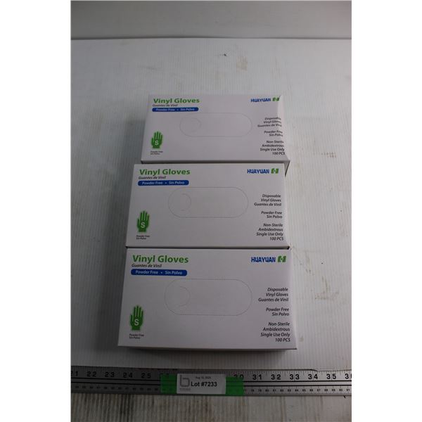 (3) Boxes of Huayuan Vinyl Gloves - Size S