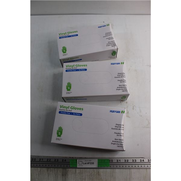 (3) Boxes of Huayuan Vinyl Gloves - Size S