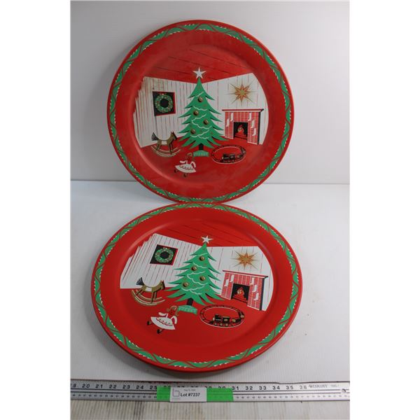 (2) Christmas Cookie Trays