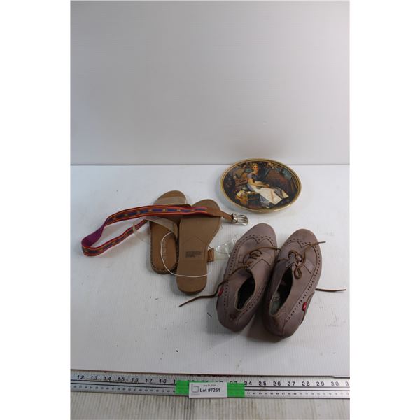 The Edwin M Knowles China Co Decorative Plate, Oliberte and Falls Creek Ladies Shoes - Size 9