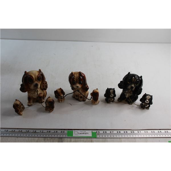 (3) Dogs with Puppies Ornaments