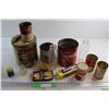Image 1 : (7) Assorted Vintage Tins, (4) Vintage Bottles, Sunlight Pure Soap and Assorted Vintage Items