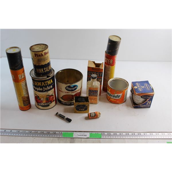 (4) Assorted Vintage Tins, Rexall Gyspy Cream, Baking Cups and Misc.