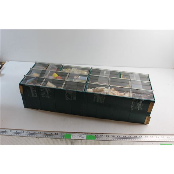 Assorted Sewing Supplies and Storage Box