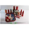 Image 1 : Coca Cola Serving Trays, Assorted Soda Cans and Plush Bear