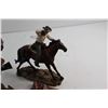 Image 2 : (2) Horse Head Wall Decorations, Cowboy on a Horse Statue and (2) Gunbelt Ornaments - Damaged