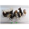 Image 1 : (6) Assorted Animal Figures and Covered Wagon