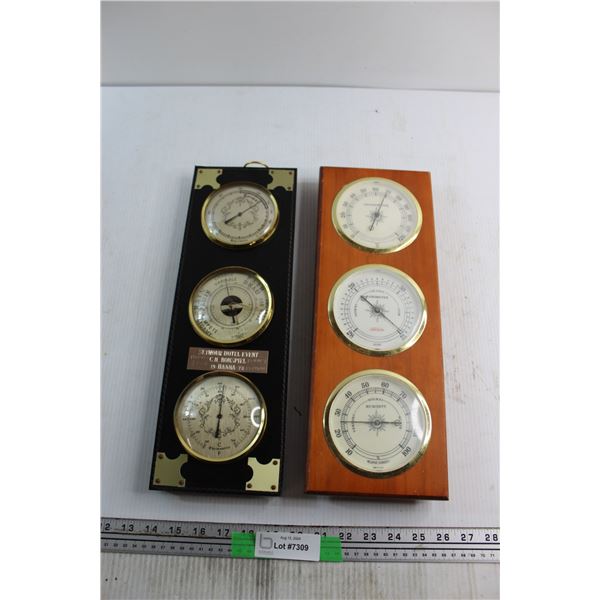 (2) Wooden Weather Stations 16'' x 6''