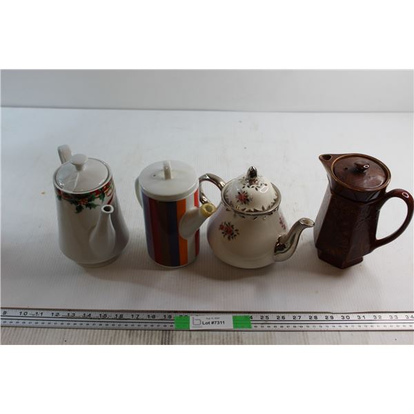 (4) Assorted Tea Pots - Chipped