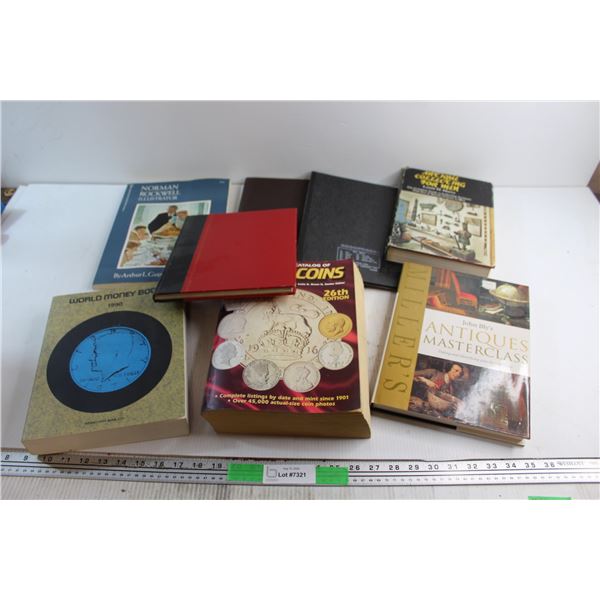 (8) Assorted Collector Books  - World Money and Antiques Books