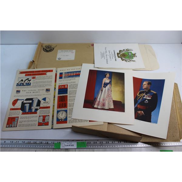 Vintage CBC Envelope and Game, (2) Windsor Family Portraits, Royalty Souvenirs