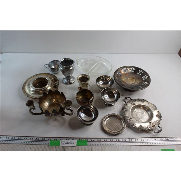 Glass Serving Tray and (12) pcs Assorted Silverware