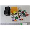 Image 1 : Small Storage Trays, See Through Orange Box, (21) Assorted Pokemon Coins