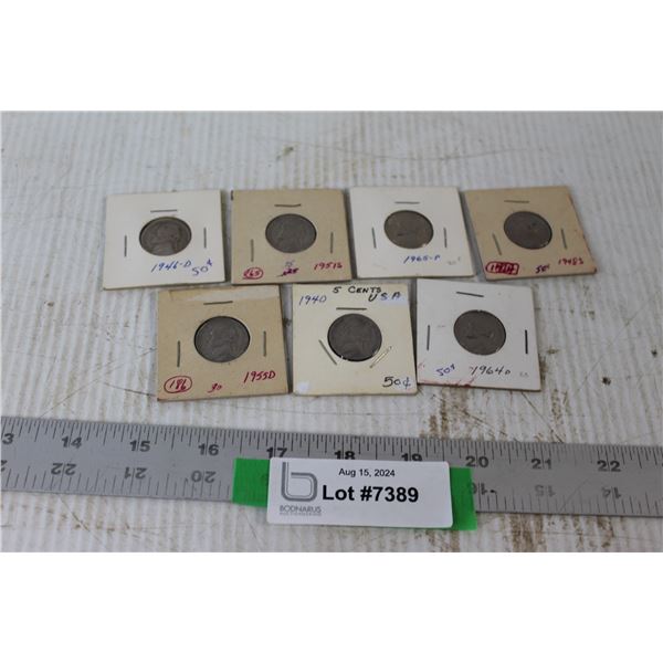 (7) Jefferson Nickels - 1940 to 1965