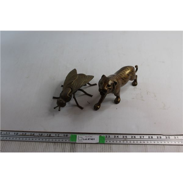 Brass Tiger and Fly Figures