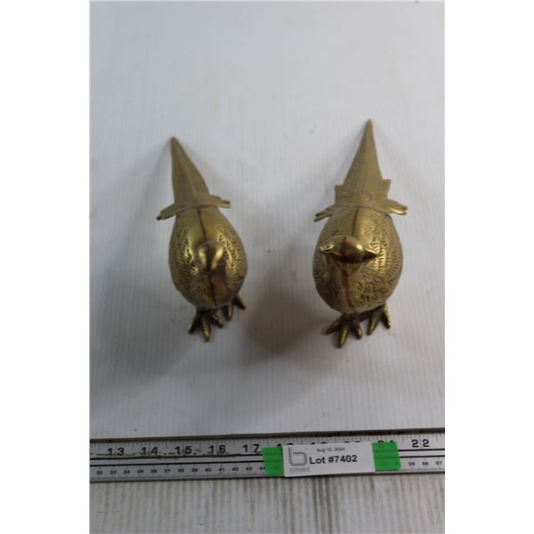 (2) Brass Peacock Statues