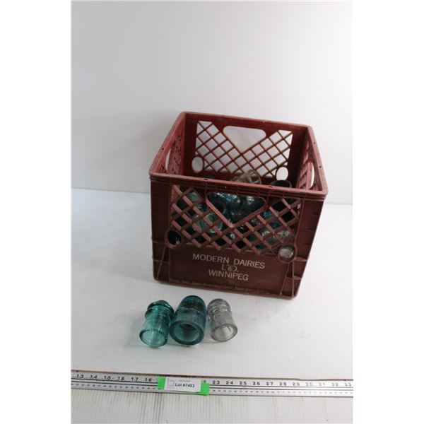 *Assorted Montreal Telegraph Insulators and Milk Crate