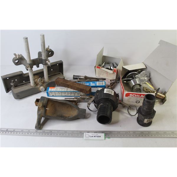 (3) Dead Block Lock (unknown completion) - Mortising Drill Bits - Hose Ends (1 1/2"- 2" Coupling End