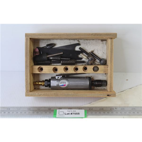 Campbell Hausfield Air Grinder w/Grinding Bit & Wrenches in Wooden Box