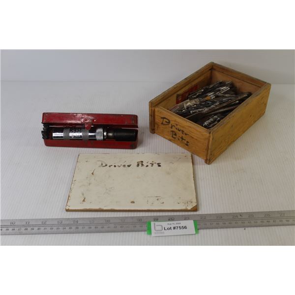 Impact Driver in Metal Case - Wooden Box of Assorted Drill Bits