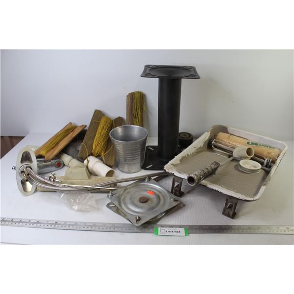 Metal Stand - Paint Tray - String on Boards - Sink Faucet - Plant Pot - Misc. Items