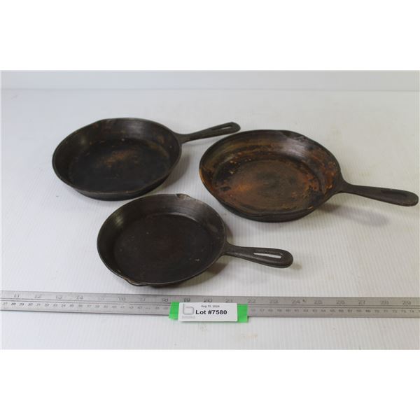 (3) Cast Iron Frying Pans (6 1/2" - 8")