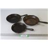 Image 1 : (3) Cast Iron Frying Pans (6 1/2" - 8")
