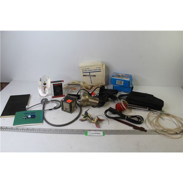 (2) 26" Bicycle Tubes (NIB) - Welders Plastic Cover Lenses - (2) Stethoscopes - Extension Cord - Hum