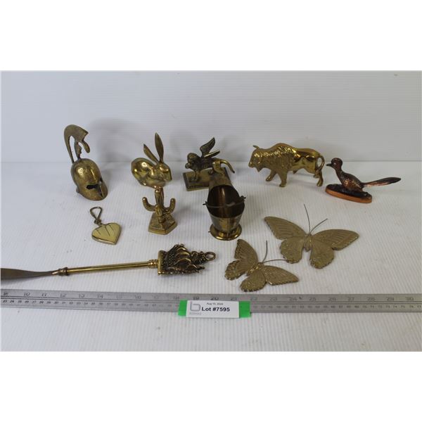(11) Brass Items - Lion - Rabbit - Buffalo - Butterflies