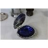 Image 5 : (8) Plated Items - Sugar Dishes - Shell w/Blue Glass Dish - Misc. Items