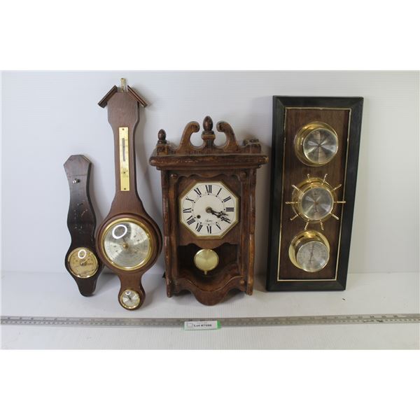 Spartus Electric Clock (running) - (3) Barometers