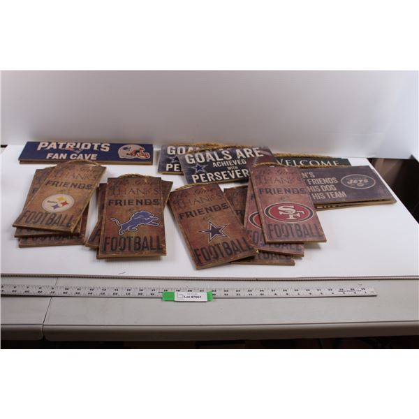 (20) NFL Football FAN CAVE Signs - NY Jets, San Francisco 49ers, Pittsburgh Steelers, Detroit Lions,
