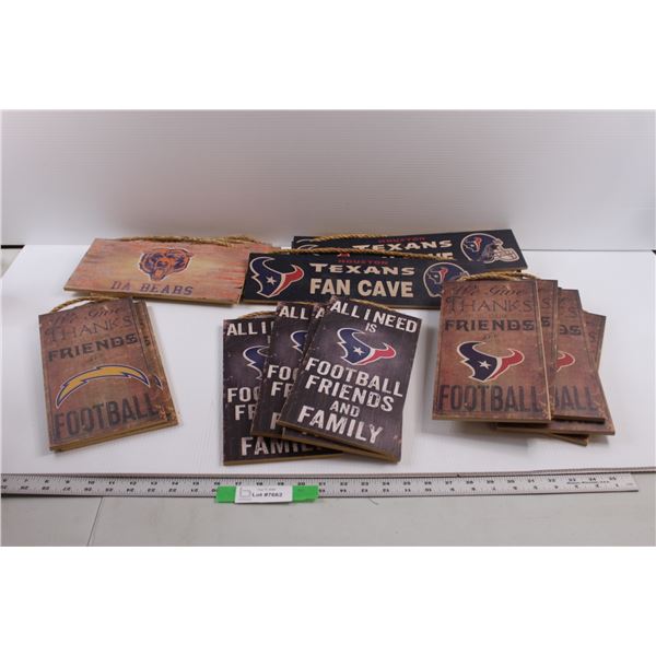 (20) NFL Football FAN CAVE Signs - Huston Texans, Chicago Bears, Los Angeles Chargers