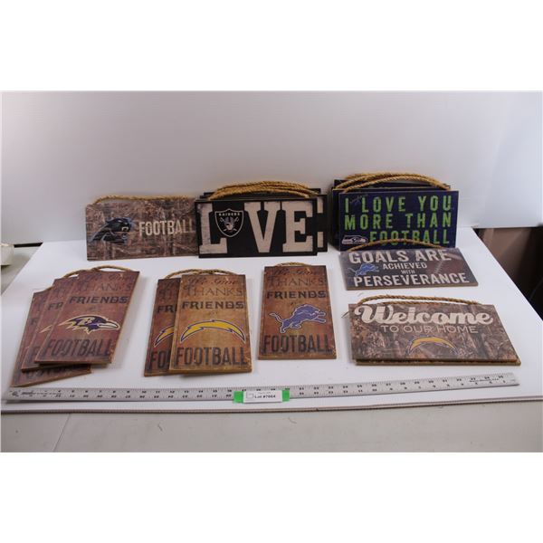 (20) NFL Football FAN CAVE Signs - Oakland Raiders, Seattle Seahawks, Detroit Lions, Los Angeles Cha