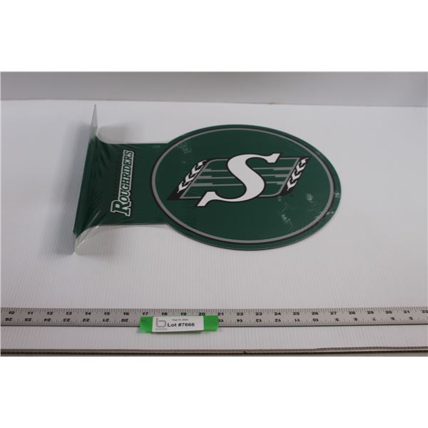 Official CFL Saskatchewan Roughriders Flanged Sign - 13.5"x17.5" (NEW)