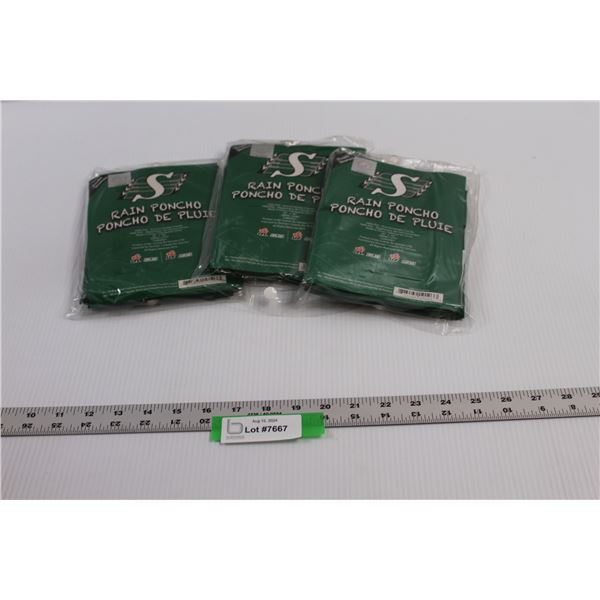 (3) Official CFL Saskatchewan Roughriders Rain Ponchos - NIP