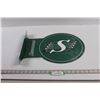 Image 1 : Official CFL Saskatchewan Roughriders Flanged Sign - 13.5"x17.5" (NEW)