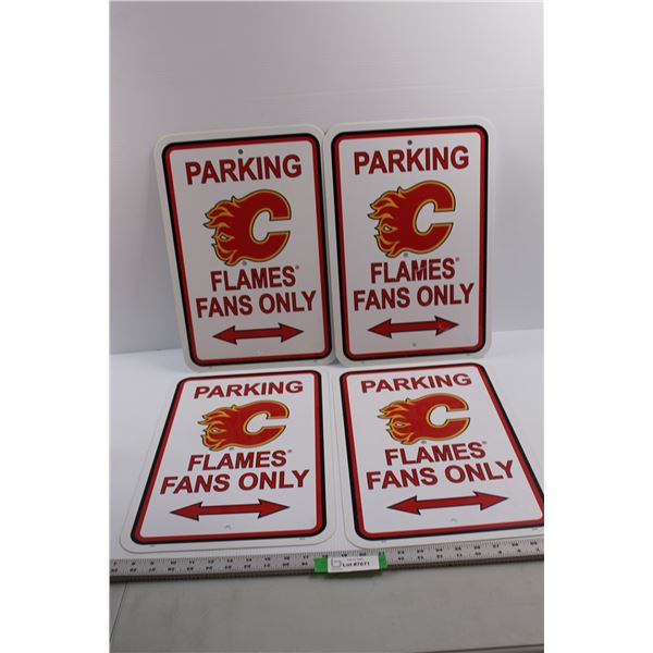 (4) Official NHL Calgary Flames Parking Signs - 12"x18"