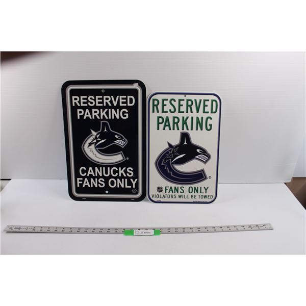 (2) Official NHL Vancouver Canucks Fans Only Parking Signs (Largest 18"x12")