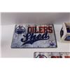 Image 3 : (2) Edmonton Oilers Shed Signs (8"x12") & (3) Edmonton Oilers Christmas Ornaments